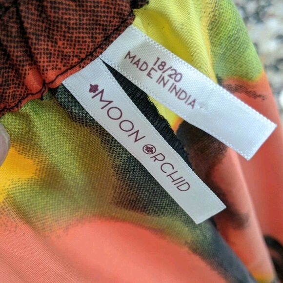 Moon Orchid Floral Maxi Skirt Sz 2X Elastic Waist Colorful Pockets Lightweight - Picture 7 of 9